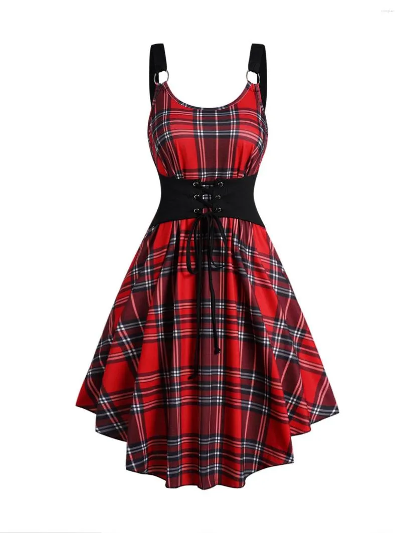 Casual Chic Red Mini Checkered Dress Casual Chic Red Mini Checkered Dress