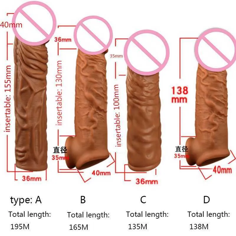 Sex Toy Massager Liquid Silicone Penis Sleeve Eiaculazione ritardata Articoli intimi Giocattoli per uomini