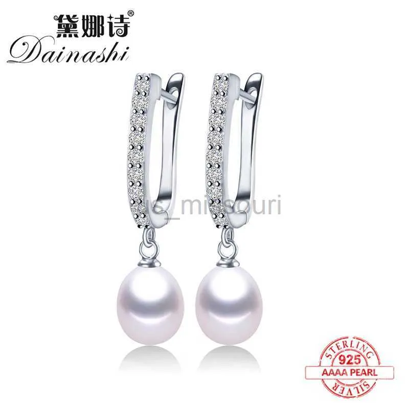 Stud 2022 Femmes Boucles D'oreilles Perles D'eau Douce Zircon Mode 925 Sterling Silver Drop Boucle D'oreille Blanc Réel Perle De Mariage Bijoux Avec Boîte J230529