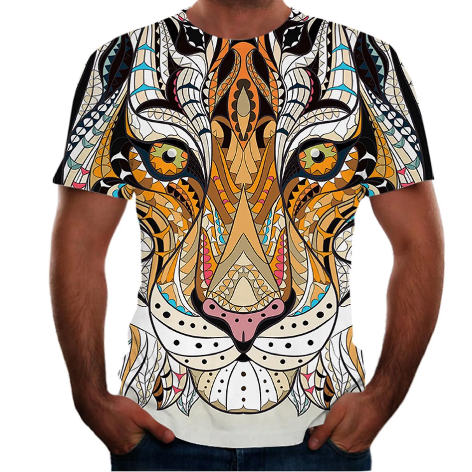Hip Hop Sportwear Punk Casual Autumn Men Cool Print The Animal Tiger 3D T-shirt 009