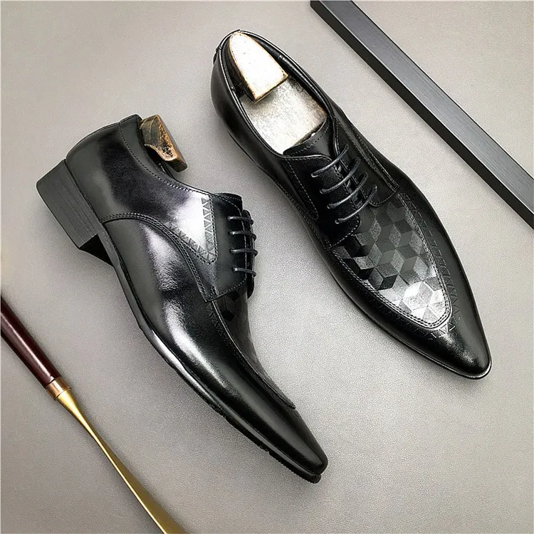 Wholesale Italian Genuine Leather Pointed Toe Oxford Formal Shoes For Men For Men Black Brown Lace Up Formal Dress Formal Shoes For Men Perfect For Weddings And Office Wear At Only 120.85