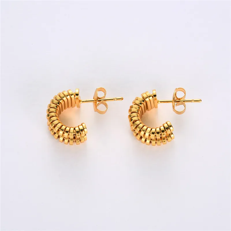 French Vintage C-shaped Spring Half Ring Earrings For Women Personality Hollow Out Wrapped Fashion Charm Jewelry Accessories