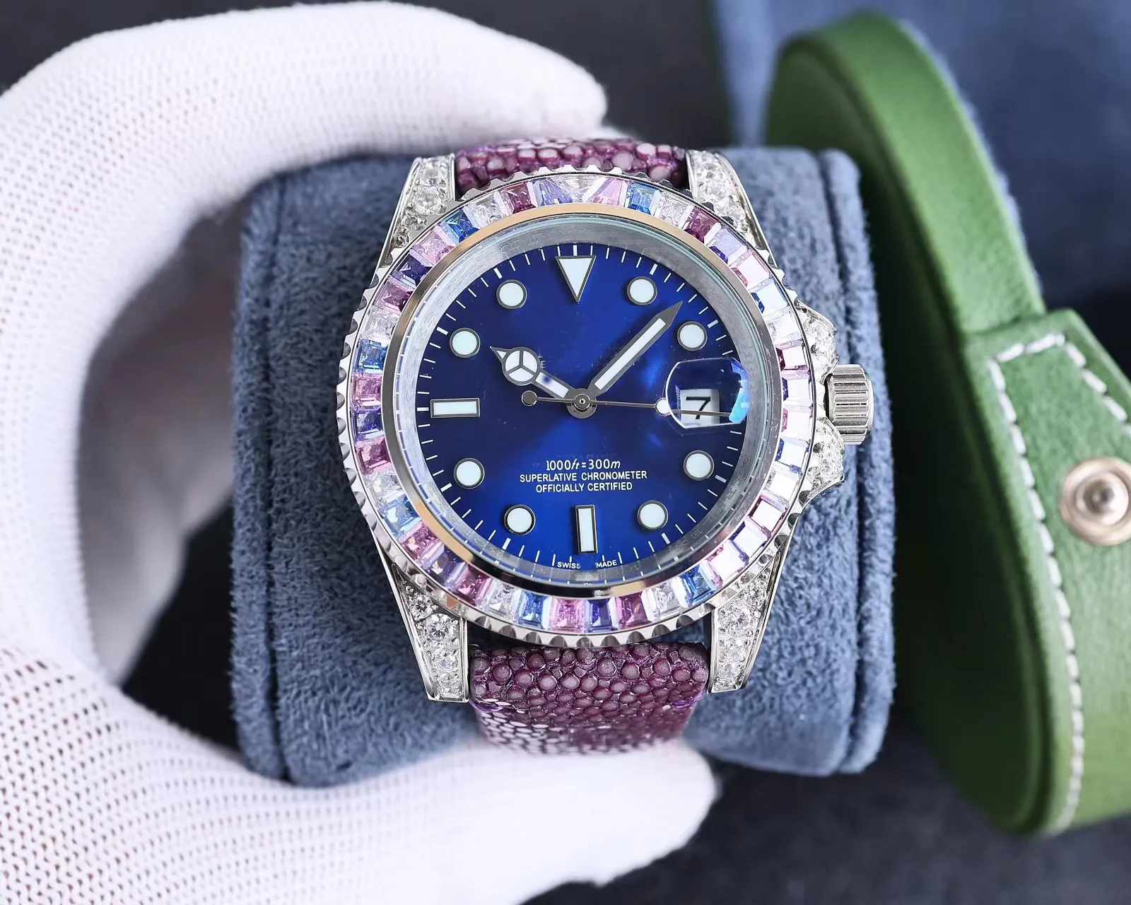New M126679 Mens Watches Swiss Automatic Mechanical Wristwatches Super luminous Polychromatic Diamond Bezel Sapphire Crystal mens designer watches
