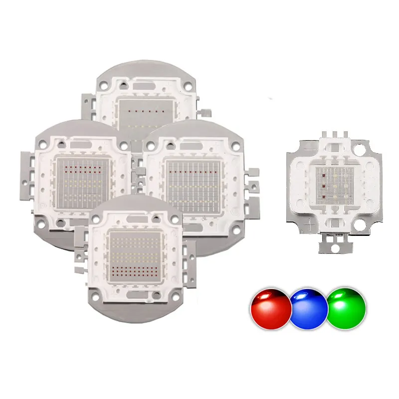 Puce LED haute puissance 50 W multicolore RVB rouge vert bleu jaune couleur super lumineuse intensité SMD COB composants émetteur de lumière diode 50 W ampoule lampes perles Crestech888