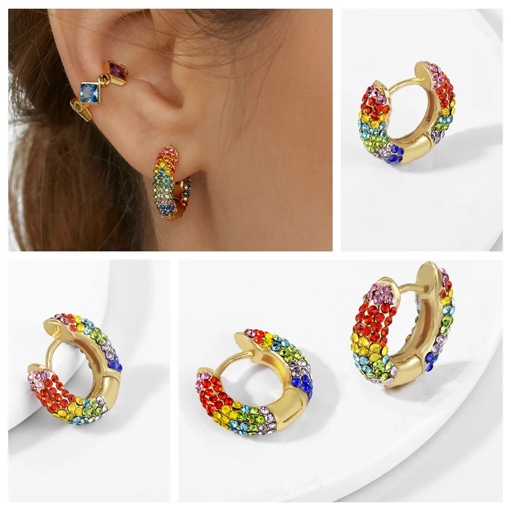 Nouveau 2022 tchèque boucles d'oreilles cerceau coloré luxe mode cuivre oreille anneau dames oreille bijoux accessoires fête cadeau en gros