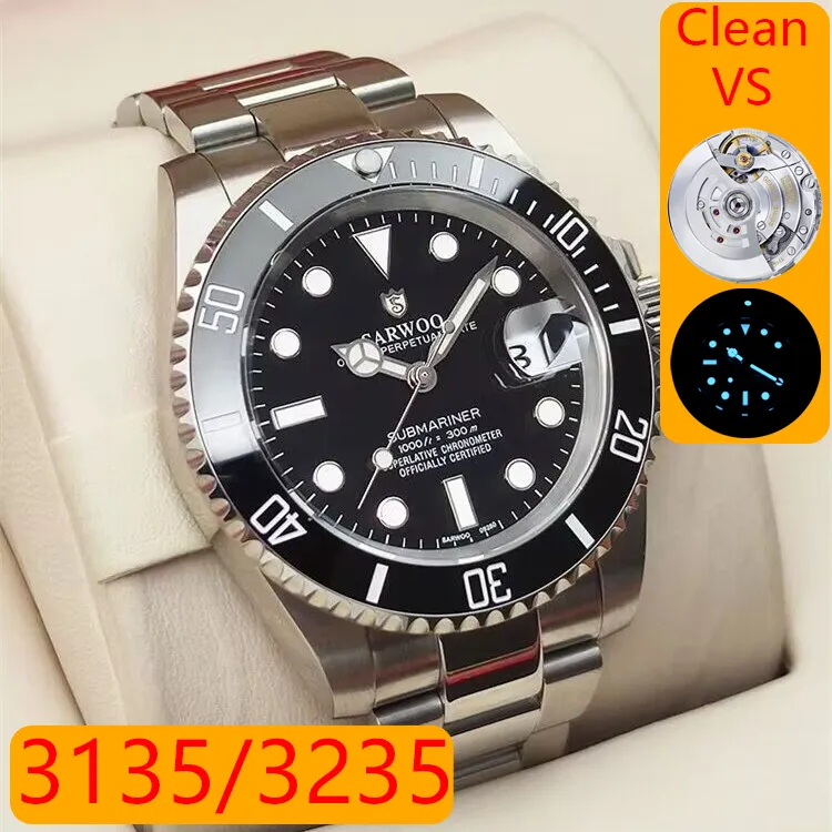 Clean vs Factory Luxury Sports Smurf Men S Watch ETA 3135 3235 Automatyczne mechaniczne zegarki ze stali nierdzewnej 904L