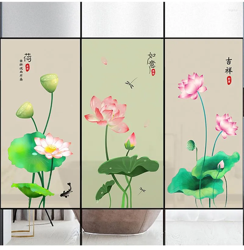 Adesivi per finestre Art Flower Pellicola per vetro elettrostatica senza colla Adesivo per griglia Toilette Bagno Opaco Privacy 30-90 cm