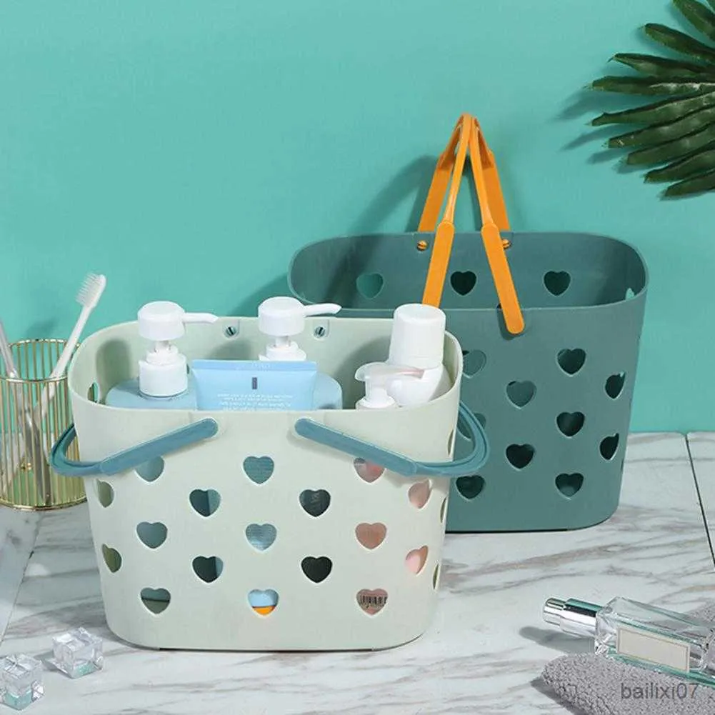 Basket Basket Quick Drainage Anti-slip Heart-shaped Holes Multi-functional Reusable Bathroom Storage Basket Washroom Supplies