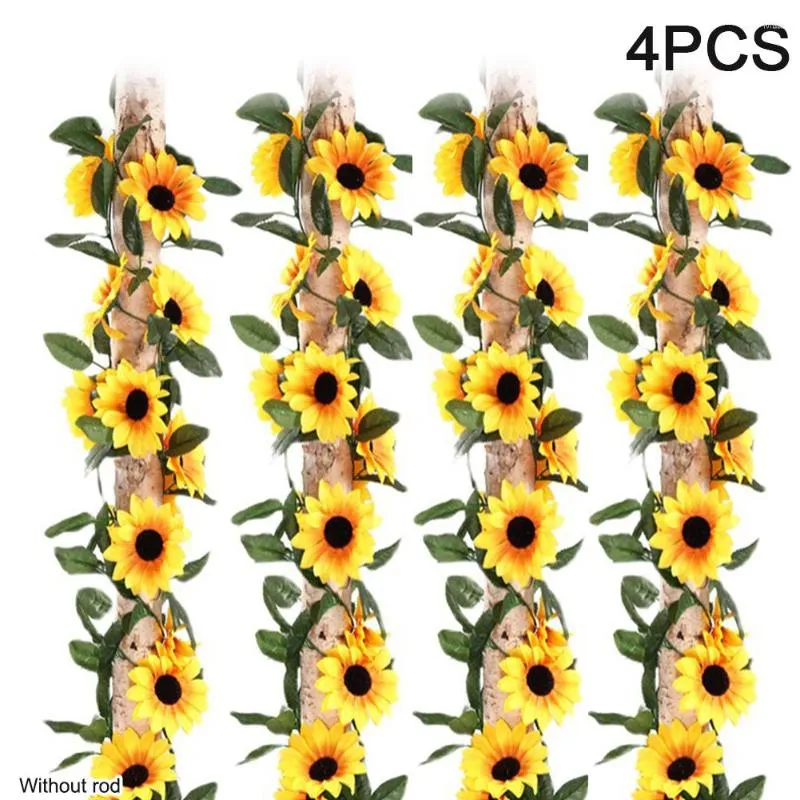 Fleurs décoratives balcon fleur canne artificielle tournesol vigne décor à la maison fête avec feuilles simulation mariage intérieur extérieur jardin mur