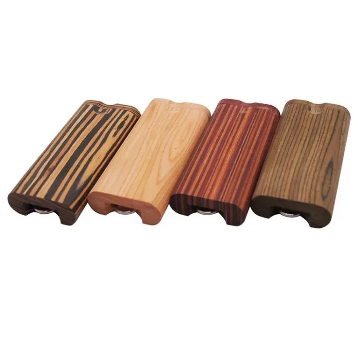 New Wood Dugout One Hitter Smoking Kit 4 Colors Dry Herb Tobacco Box Cigarette Case Tube With Hook Portable