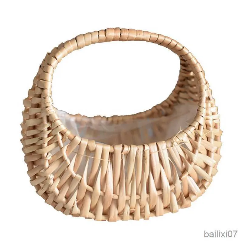 Basket Fashion Portable Flower Arrangement Basket Weaving Bag Rattan Willow Manuale