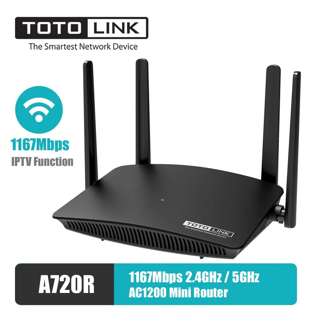 Roteadores ingleses TOTOLINK A720R WIFI 5GHZ/2,4GHz Mini Router 1167Mbps IPTV Função 4*5dbi Antenas fixo Formulário