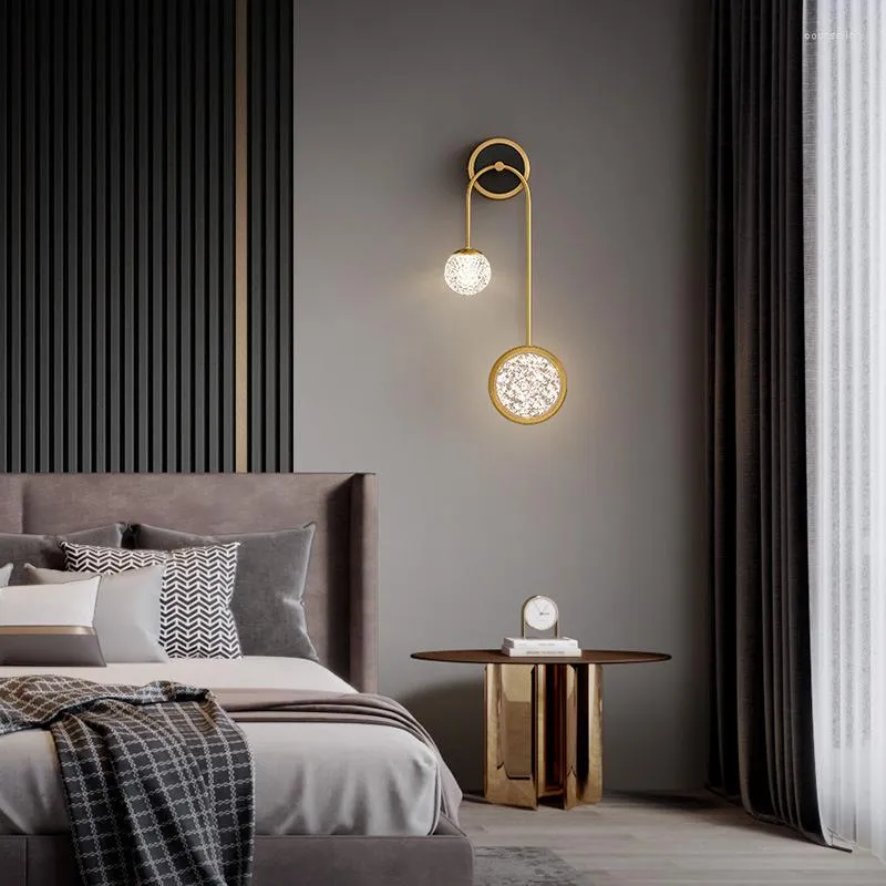 Lampade da parete Searchlight Lampada da terra in piedi Design Glass Ball Modern Wood