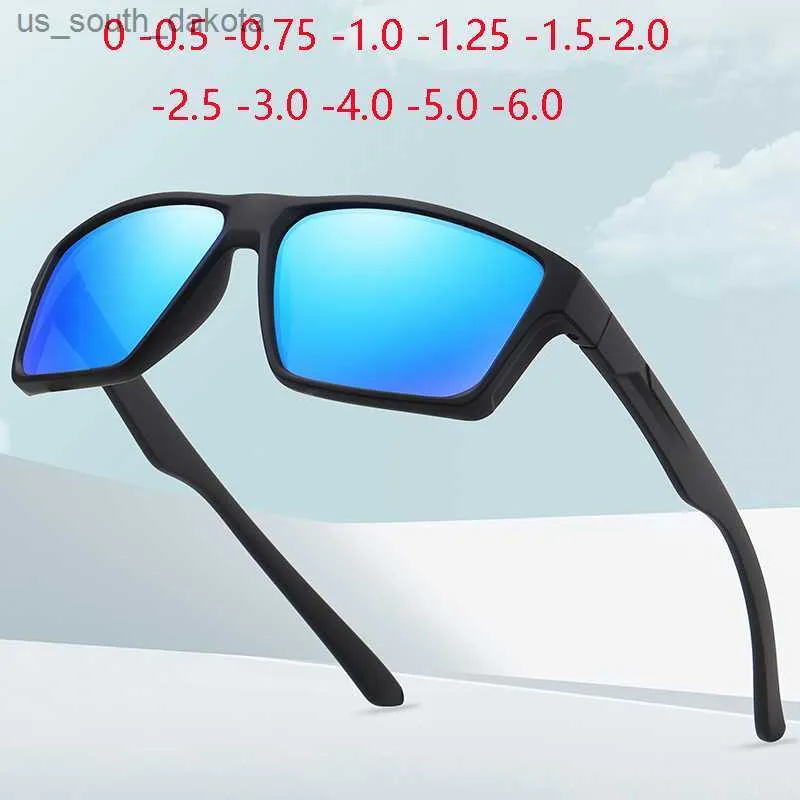 Óculos de sol 0 -0,5 -0,75 a -6,0 Sport Sport Anti -Glare Vision Lens Square, míope, óculos de sol com dioptrias polarizadas com óculos de sol para homens L230523