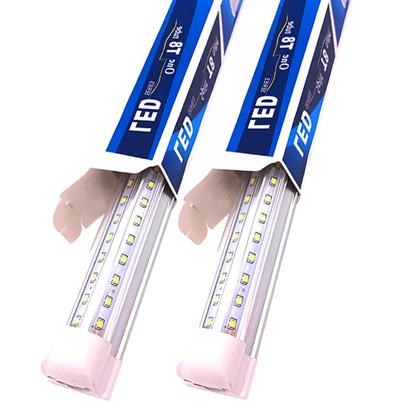 T8 8FT LED Shop Luminaires 72W 9000LM Tube en forme de V Ampoules 8Foot Plafond Couvercle transparent Remplacer Fluorescent Low Profile Linkable Integrated usalight