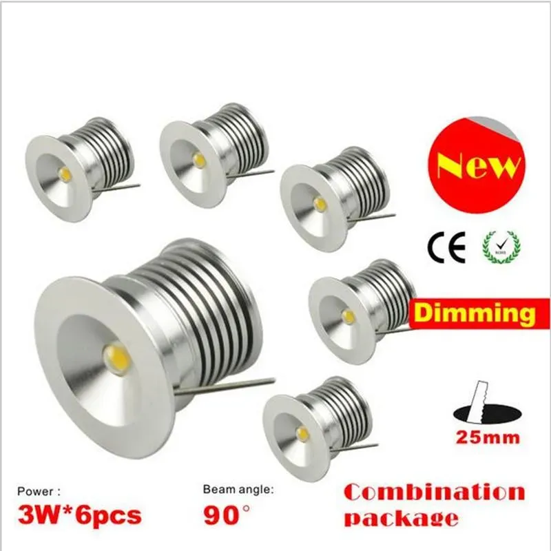 Bombillas 3W MINI LED Downlight Luz de estrella regulable 6x3W / Set Lámpara de gabinete empotrada de escalera enterrada blanca cálida