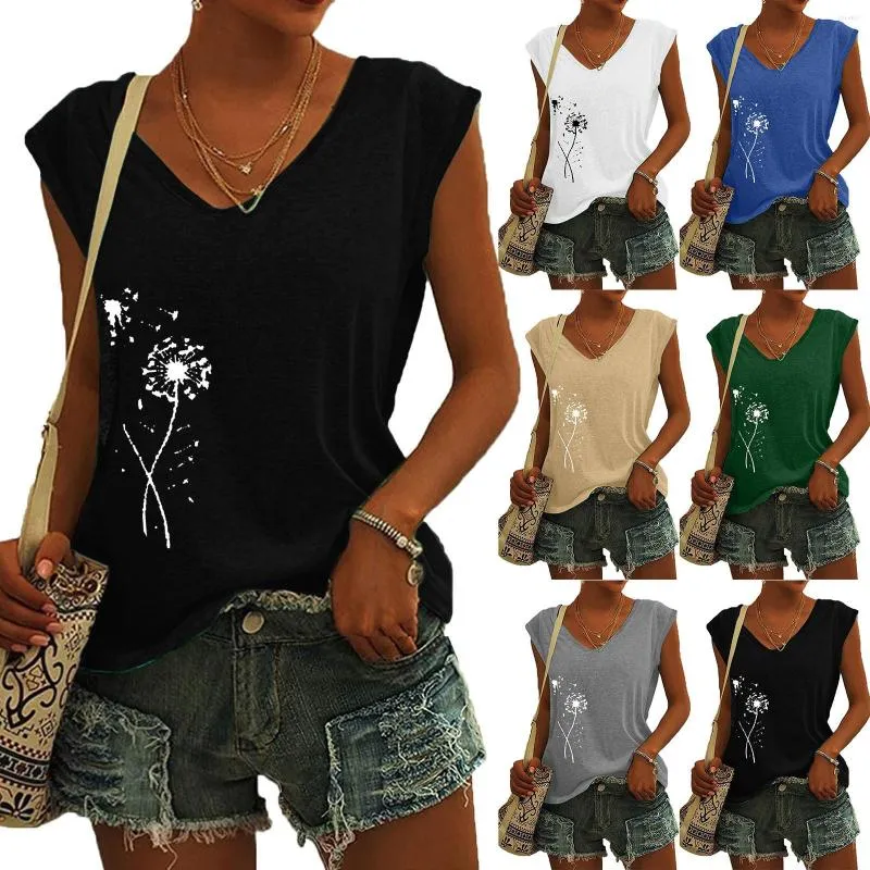 Kvinnor tankar kvinnor t shirt vintage blommor tryck boho strand sexig tank kvinnlig lös cap -hylsa Väst ärmlösa skjortor tee tops