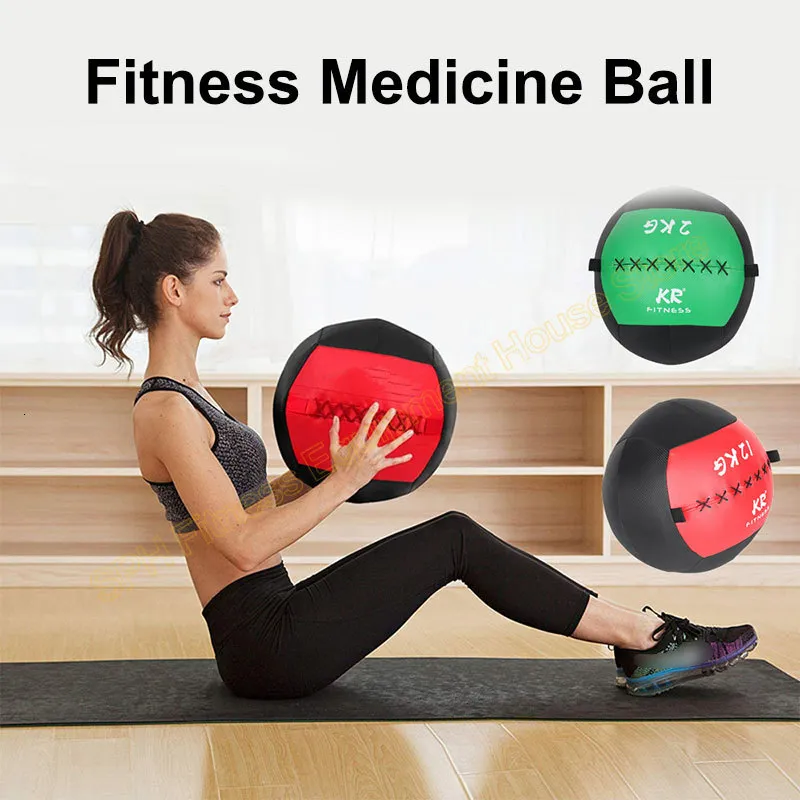 Fitness Balls Fitness PU Soft Medicine Balls Gym Snatch Wall Ball Gravity Ball For Crossfit Balance Training Diameter 35cm Empty Workout Balls 230530