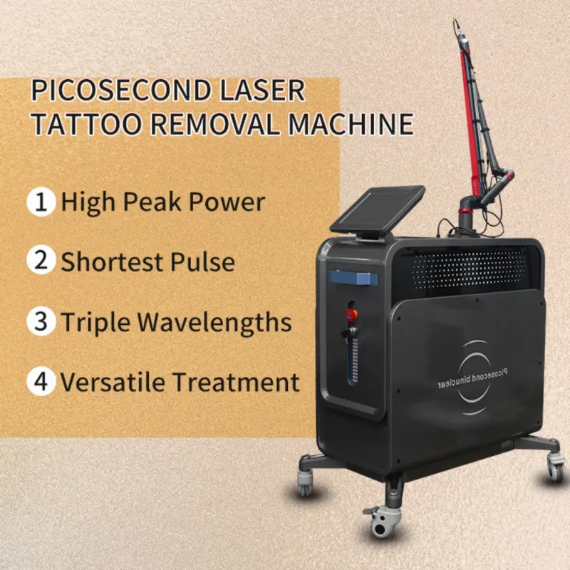 Ny ankomst Vertikal Q Switched Pico Laser Machine Tattoo Borttagning Pigment Freckle Spot Ta bort Carbon Peeling Picosecond ND Yag Laser Tattoo Removal Machine