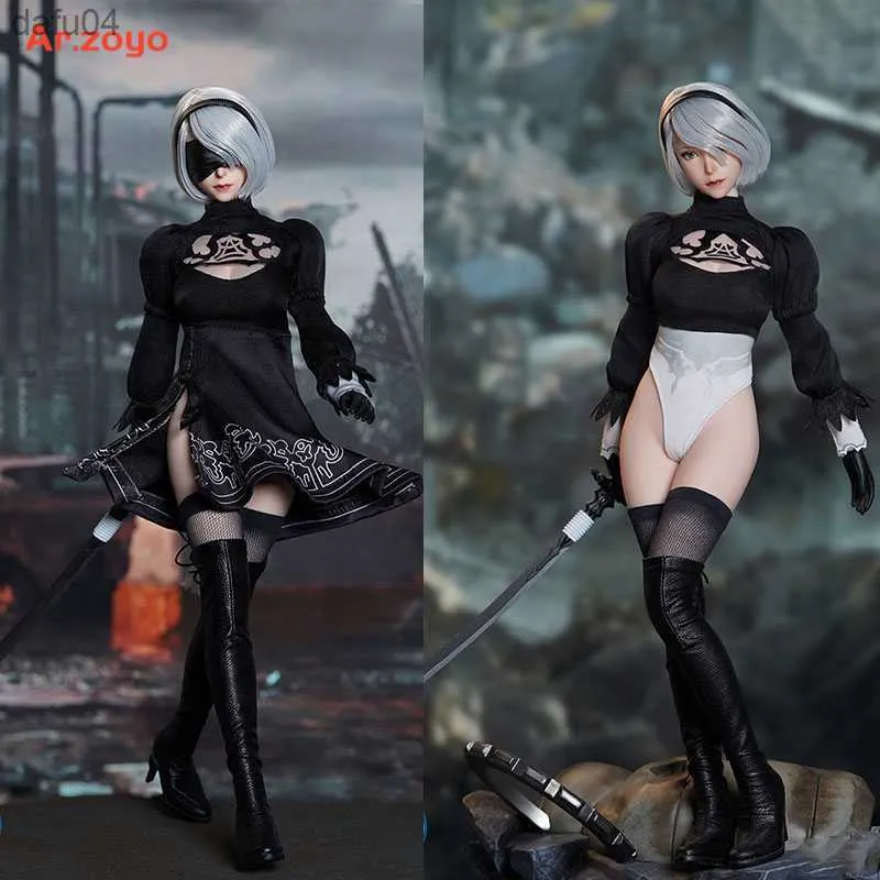 Anime Manga SUPER DUCK 1/064 NieR 2B Girl Head Sculpt Clothes Set Sexy  Female Soldier Costume Model Fit 12 Action Figure L230522 From 38,73 €