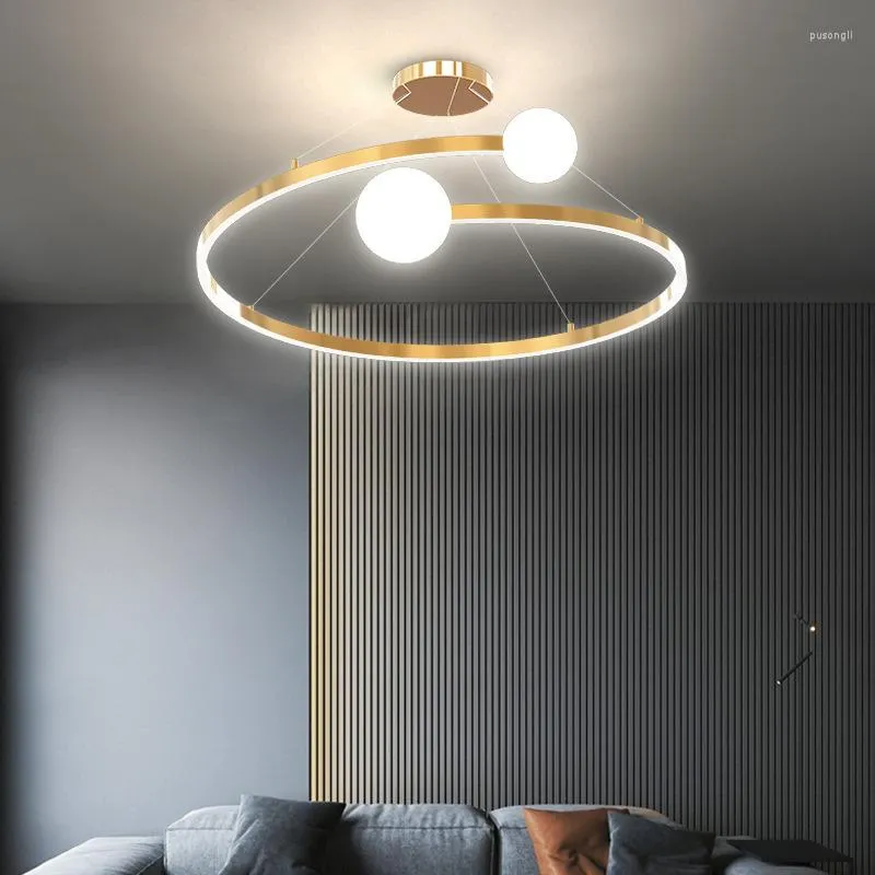 مصابيح قلادة حديثة LED معلقة الضوء 60 سم دائرة الإضاءة الإضاءة اللامع مصابيح غرفة المعيشة الديكور غرفة نوم