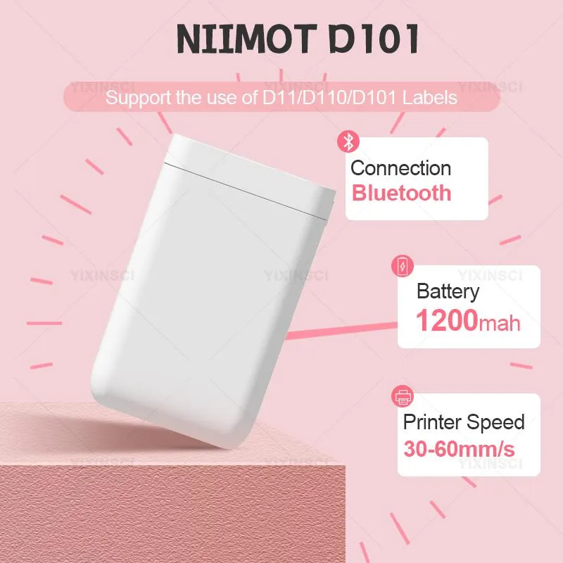 プリンターNimbot D101ポケットラベルステッカーメーカープリンターミニ携帯電話Bluetoothワイヤレスサーマルホームオフィス印刷に簡単に使用できる