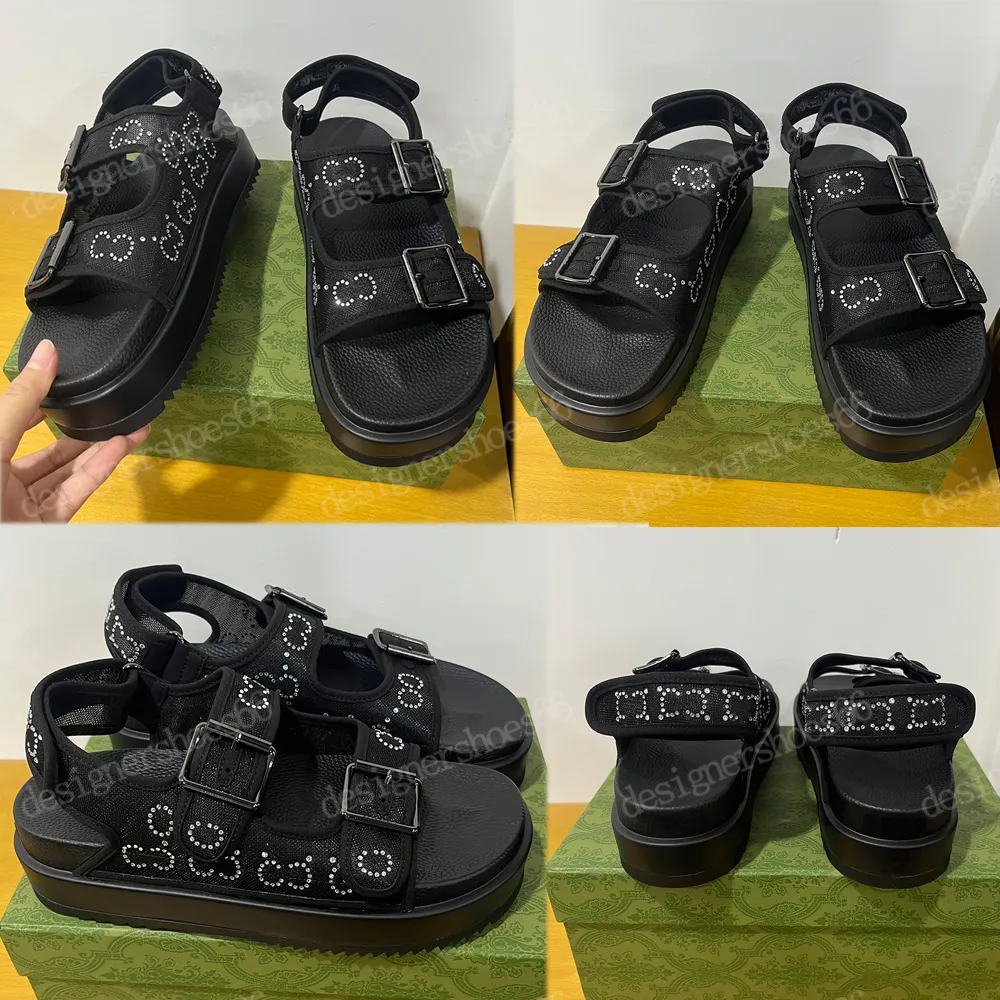 2023s Womens sandal with crystals logo at the back non slip Rubber sole Hybrid pieces continue to shape the Housen design narrative platform sandal designer sandals