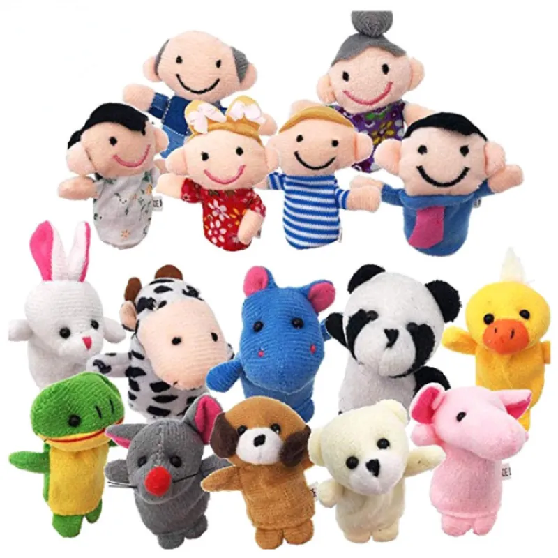 Puppets Plush Toy Finger Tell Story Shops 10pcs Zwierzęta lub 6pcs Family Doll Doll Toys Diving Dift 230530