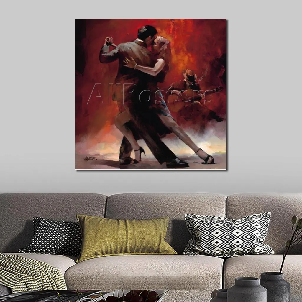 Grande toile Art fait à la main Willem Haenraets impressionniste peinture à l'huile Tango Argentino pour la décoration murale de la maison