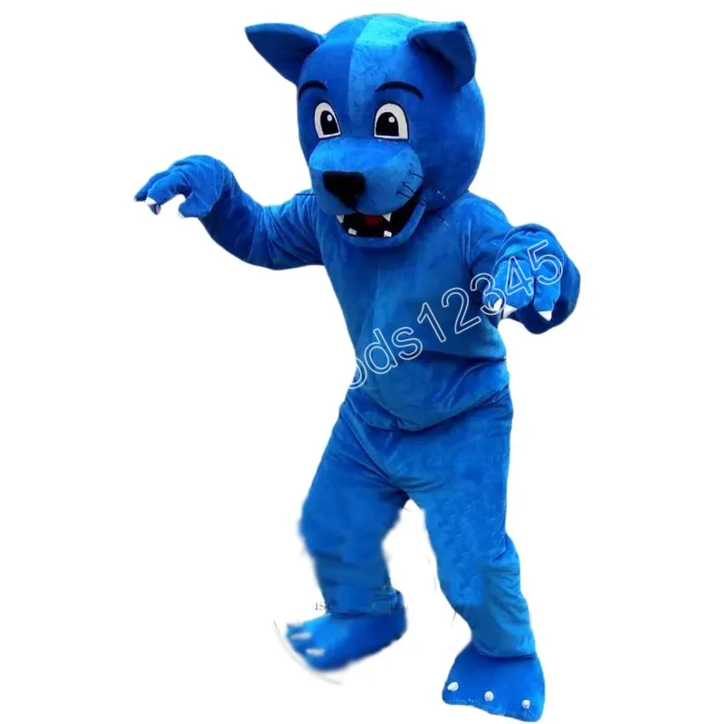 Halloween Adult size Blue Panther Mascot Costumes Christmas Party Dress Cartoon Character Carnival Advertising Birthday Party Dress Up Costume Unisex