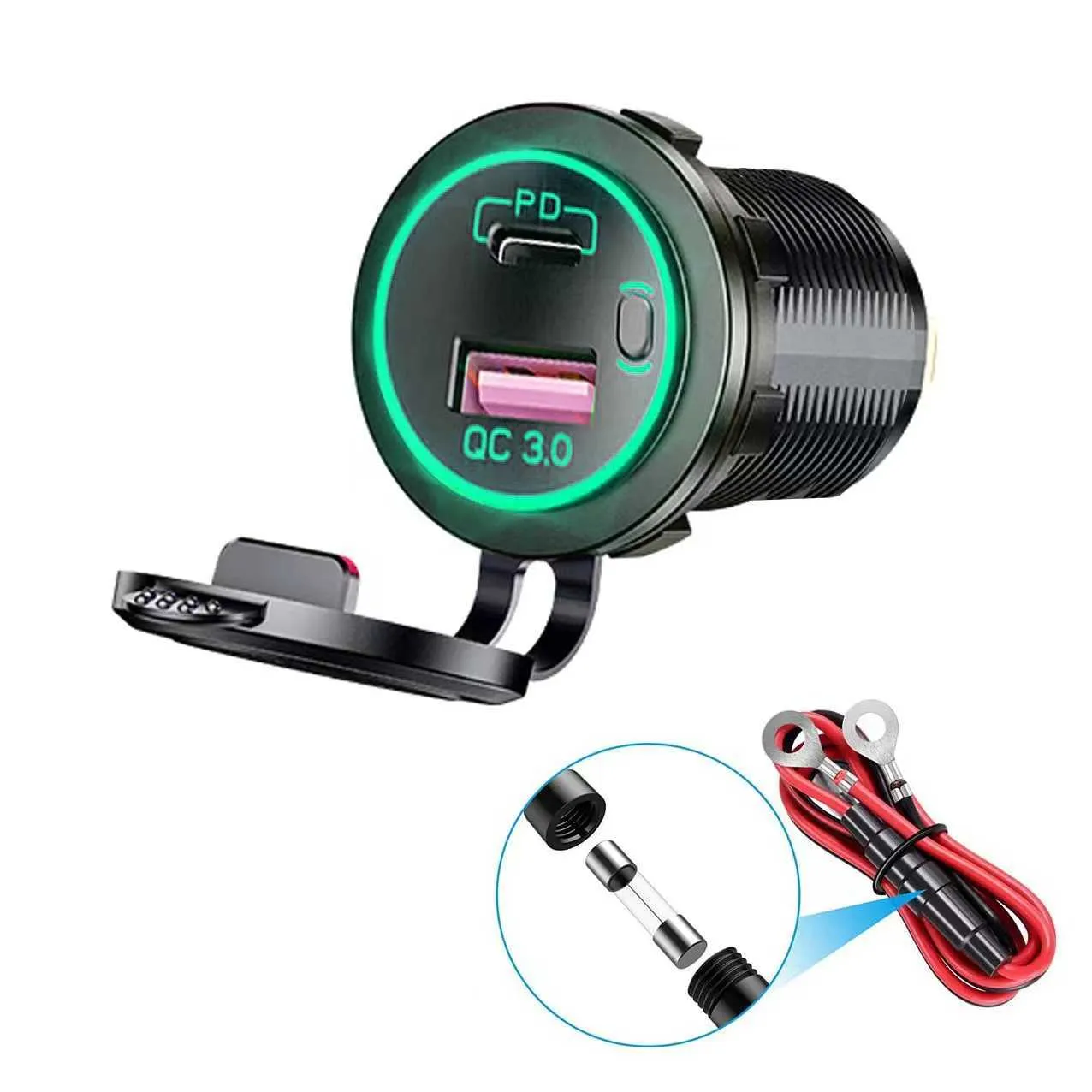 12V Moto Double Chargeur USB, Prise De Chargeur 5V 2.1A Voltmètre à