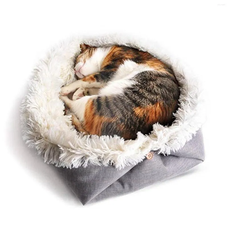 猫のベッド二重目的犬のベッドぬいぐるみペット冬の巣温かいクッション
