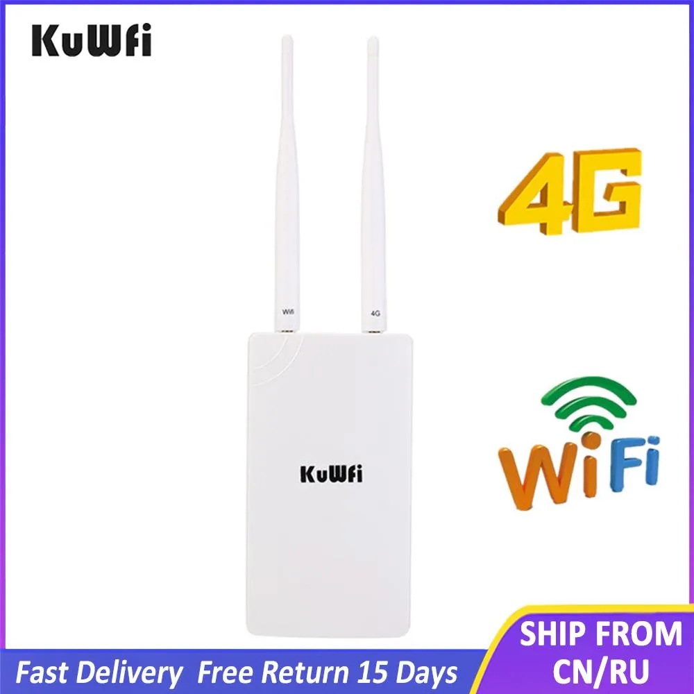 Routrar kuwfi 4g wifi router utomhus vattentät 4g sim wifi router trådlös cpe olåst fdd/tdd cat4 150Mbps för IP -kamera