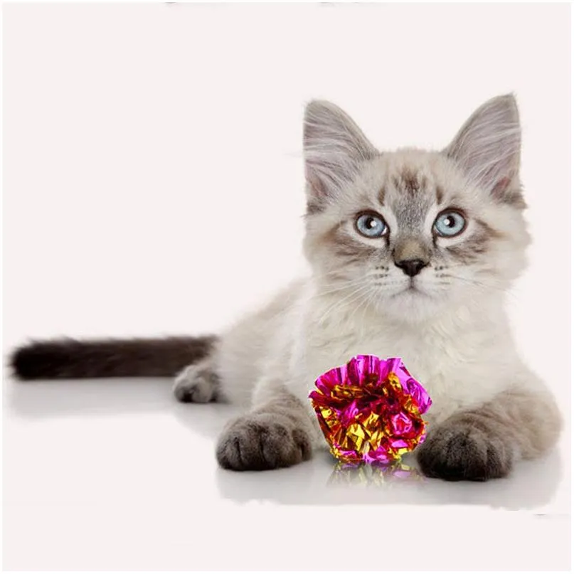 Interactive Violet Handgrip Cat Toy Shiny Plastic Crinkly Ball for Christmas Safe and Fun Pet Play Model VT2351 4 5cm