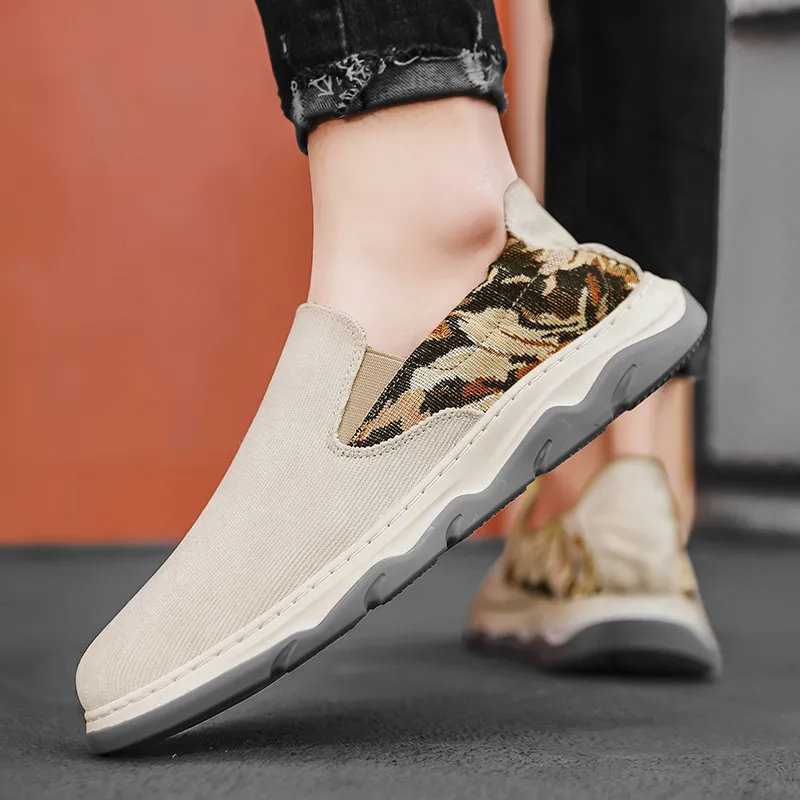 Mens wide canvas slip on shoes clearance