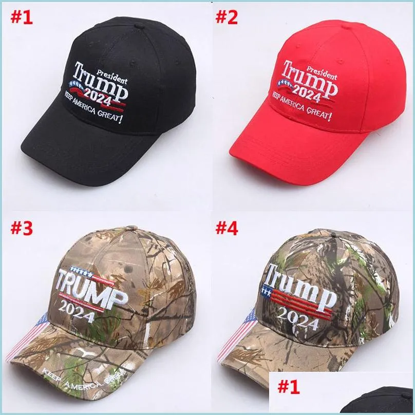 Party Hats Trump 2024 Camouflage Cap broderad baseballhatt med justerbar rem Drop Delivery Home Garden Festive Supplies Dhitr