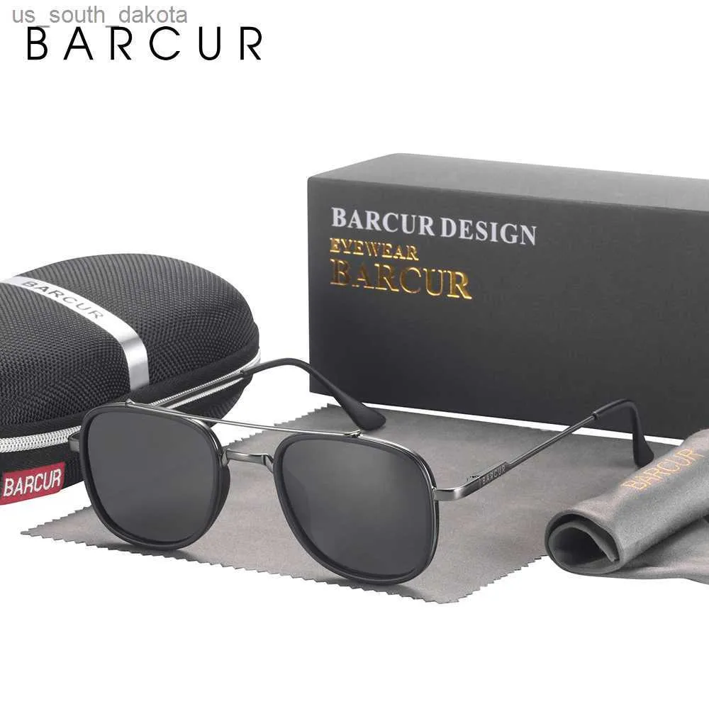 남성용 레터 클래식 태양 안경 안경 액세서리 Oculos Gafas de Sol L230523를위한 Retre 클래식 선글라스를위한 Barcur Polarized Square 선글라스