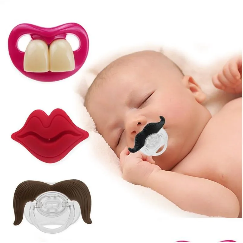 Вечеринка любить Sile Pacifier Смешные соутерные зубы для бороды красные губы с помощью сосков малышки для детей.