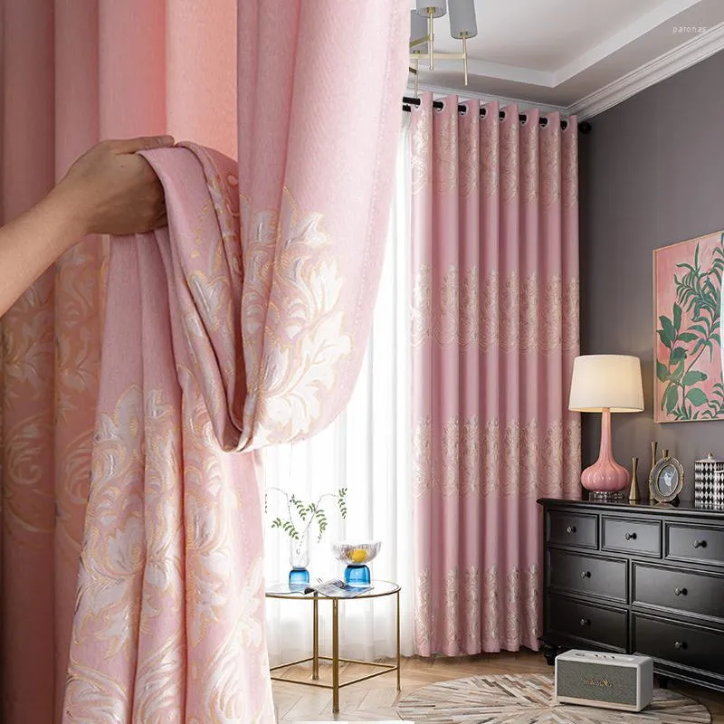 Curtain European Jacquard Blackout Curtains For Living Room El Quality Custom High 1 Piece Gray Kitchen Cotton Linen Window Drapes