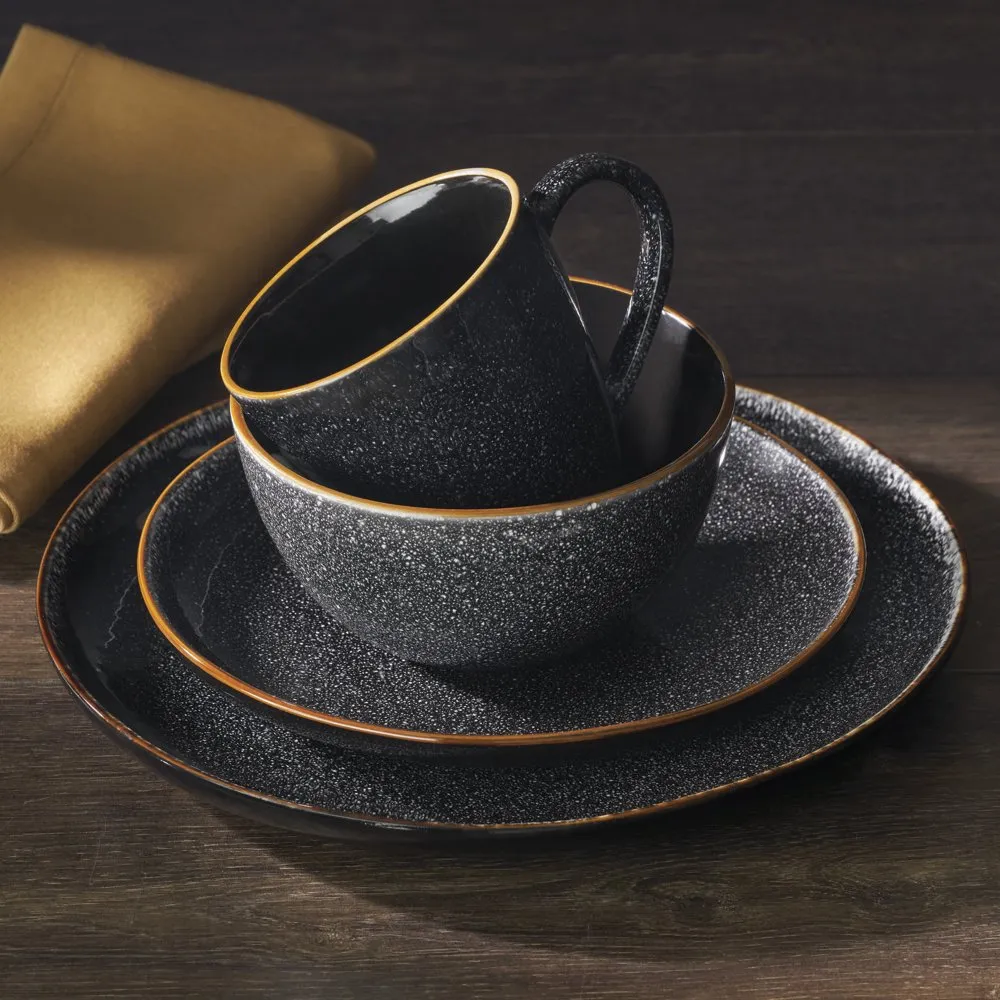 Better Homes Gardens Burns Speckled Dinnerware Set Black From 39