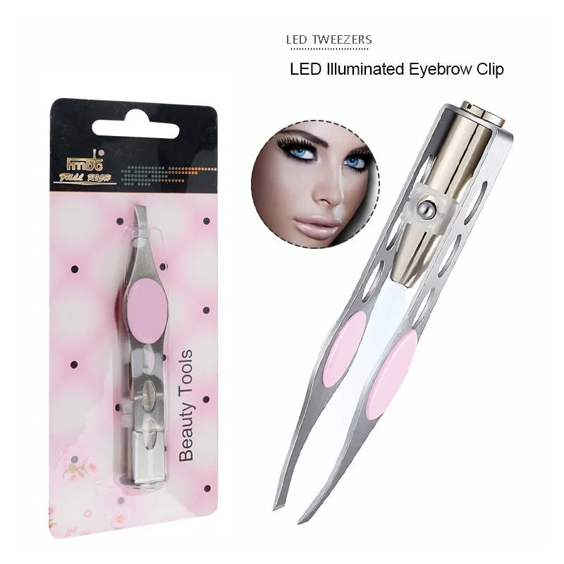 Bürsten 1PC LED Augenbraue Pinzette Schräge Spitze Edelstahl Augenbraue Trimmen Clip Auge Haar Entfernung Prune Falsche Wimpern Klemme make-up-Tool