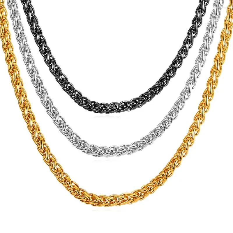 Chaînes Collare chaîne pour hommes or/noir couleur collier en acier inoxydable lien torsadé bijoux en gros N250