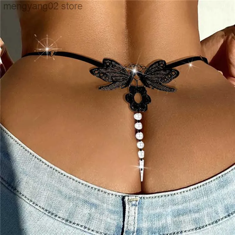 Briefs Panties New Sexy String Lace Underwear Women Butterfly Panties Women G  String T Back Thong Transparent Lingerie Cute With Pearls Panties T230601  From Mengyang02, $5.05