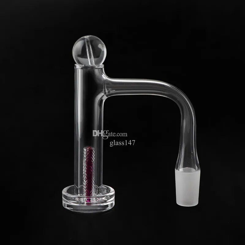 Deux styles de tour de contrôle de soudure complète Terp Slurper Quartz Banger fumant des clous de quartz sans soudure à bord biseauté avec des piliers de quartz rubis en marbre de verre pour les tuyaux de plates-formes Dab