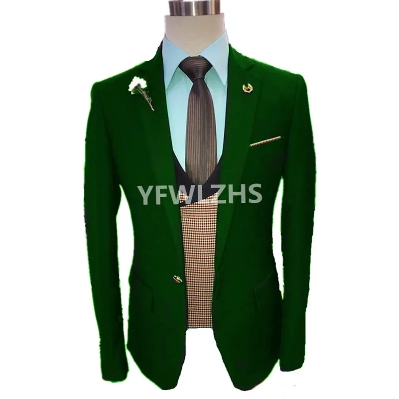 Bruiloft Tuxedos Een Knop Mannen Pakken Bruidsjonkers Notch Revers Bruidegom Tuxedos Bruiloft/Prom Man Blazer Jas Broek Vest Tie W1251111117