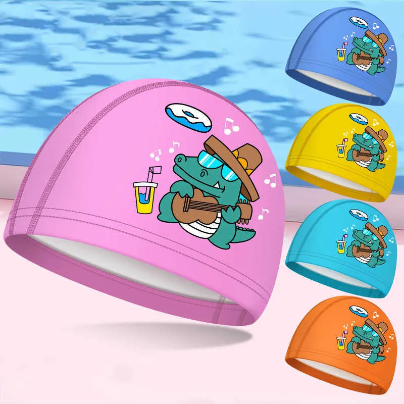 Caps 2023 Neue Kinder PU Wasserdicht Unterwasser Kein Tauchen Surfen Universal Jungen und Mädchen Niedlichen Cartoon Schwimmen Hut P230531