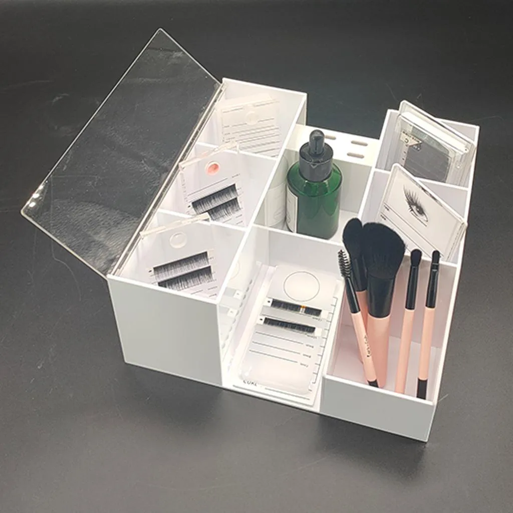 Boîte de rangement d'accessoires cosmétiques, organisateur d'outils d'extension de cils, acrylique blanc