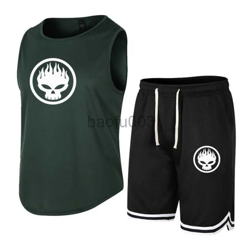 Men's Tracksuits Mannen Set Zomer 2 ks Outfits Mouwloos T-shirt En Shorts Hoge Kwaliteit Mannelijke Dagelijkse Sport Fitness Running Elasticit J230531