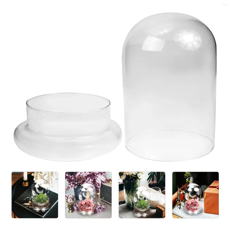 Decoratieve Bloemen Bloem Koepel Vazen Helder Glas Cloche Infuser Base Woondecoratie Display Bell Cupcake Cover Jar