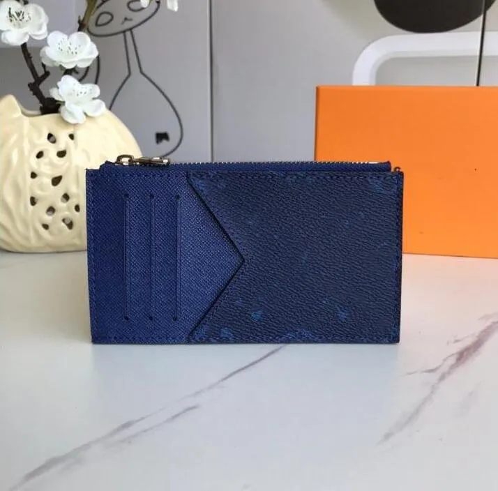 DHgate 2023 Blue Designer Card Holder Genuine Lambskin Leather Mini Wallet with Coin Purse Interior Slot Pockets ENVELOPPE Bag for Men and Women Bags Luggage Accessories